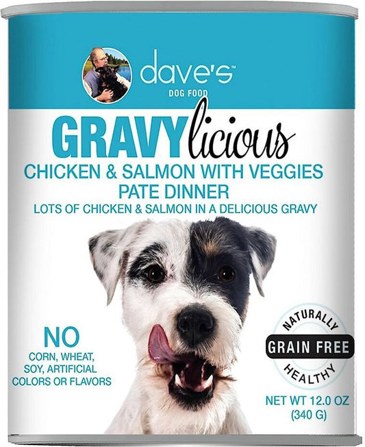 Dave's Cat's Dog Grain Free Gravylicious Chicken And Salmon 12oz, (Case Of 12)
