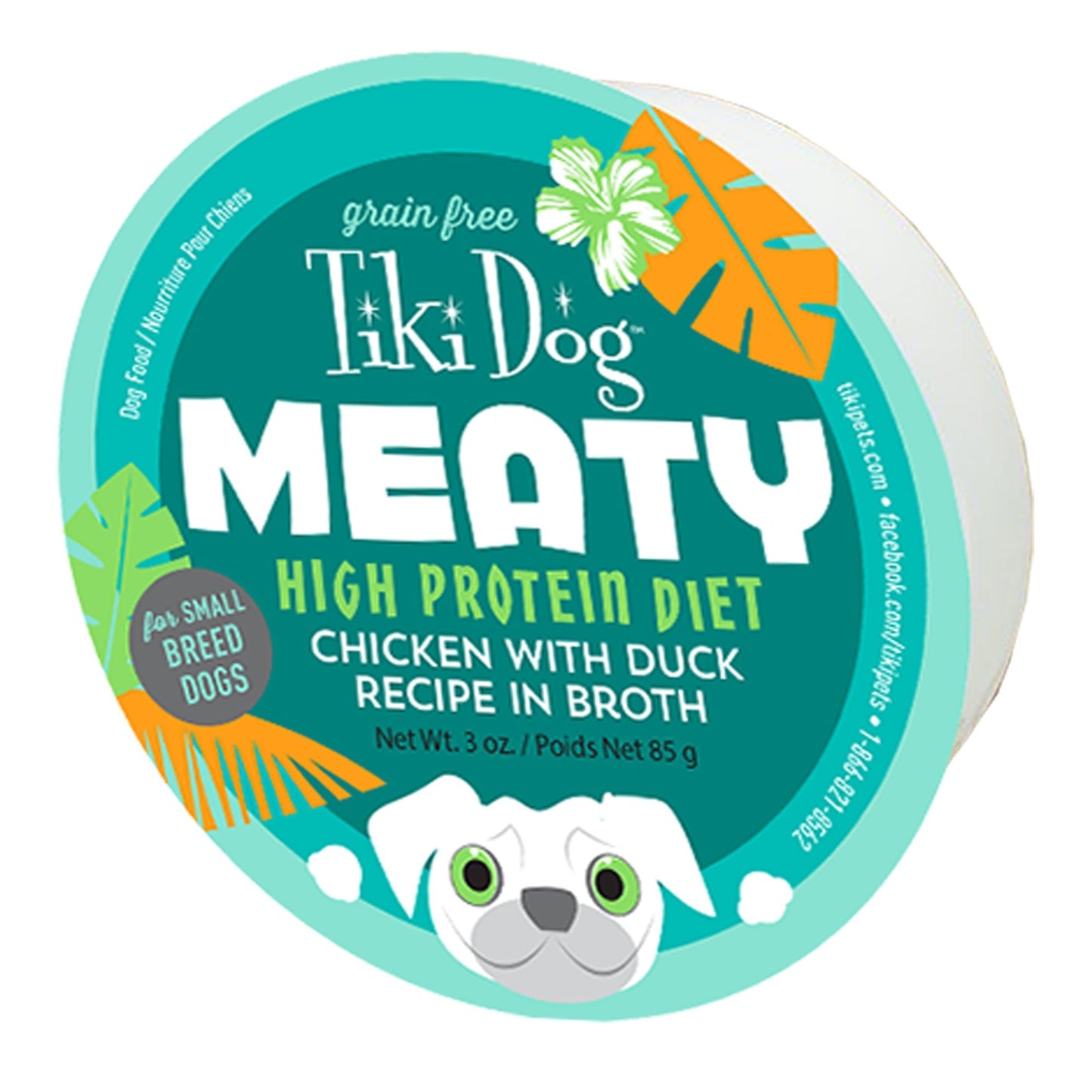 Tiki Pets Dog Mighty Chicken Duck 3 Oz,(Case Of 8)