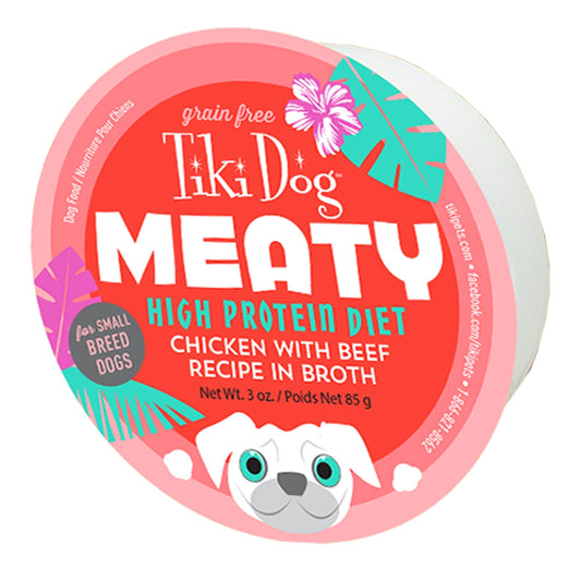 Tiki Pets Dog Mighty Chicken Beef 3 Oz,(Case Of 8)