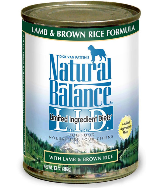 Natural Balance Pet Foods L,I,D, Wet Dog Food Lamb & Brown Rice 12ea/13 oz