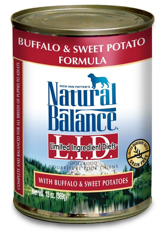 Natural Balance Pet Foods L,I,D, Wet Dog Food Buffalo & Sweet Potatoes 12ea/13 oz