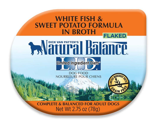 Natural Balance Pet Foods L,I,D, Wet Dog Food White Fish & Sweet Potato in Broth 24ea/2,75 oz