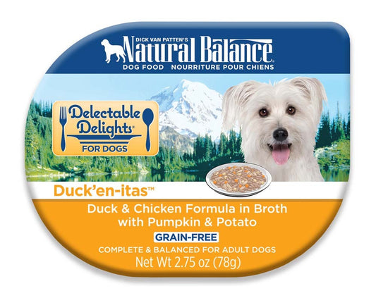 Natural Balance Pet Foods Delectable Delights Wet Dog Food Duck'en-itas in Broth 24ea/2,75 oz