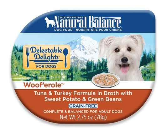 Natural Balance Pet Foods Delectable Delights Grain Free Wet Dog Food Woof'erole in Broth 24ea/2,75 oz