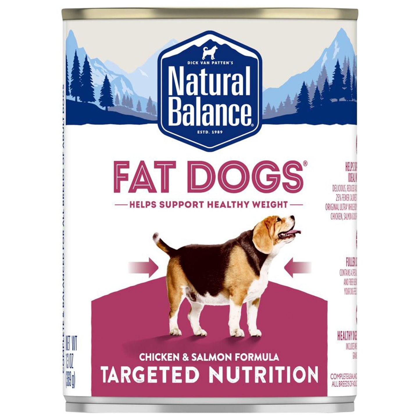 Natural Balance Pet Foods Targeted Nutrition Fat Dogs Wet Dog Food Chicken & Salmon 12ea/13 oz