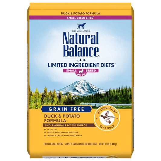 Natural Balance Pet Foods L,I,D, Small Breed Bites Dry Dog Food Duck & Potato 1ea/12 lb