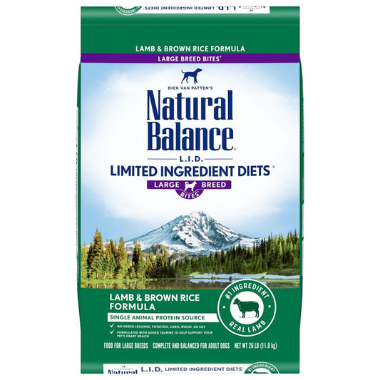 Natural Balance Pet Foods L,I,D, Large Breed Bites Dry Dog Food Lamb & Brown Rice 1ea/26 lb