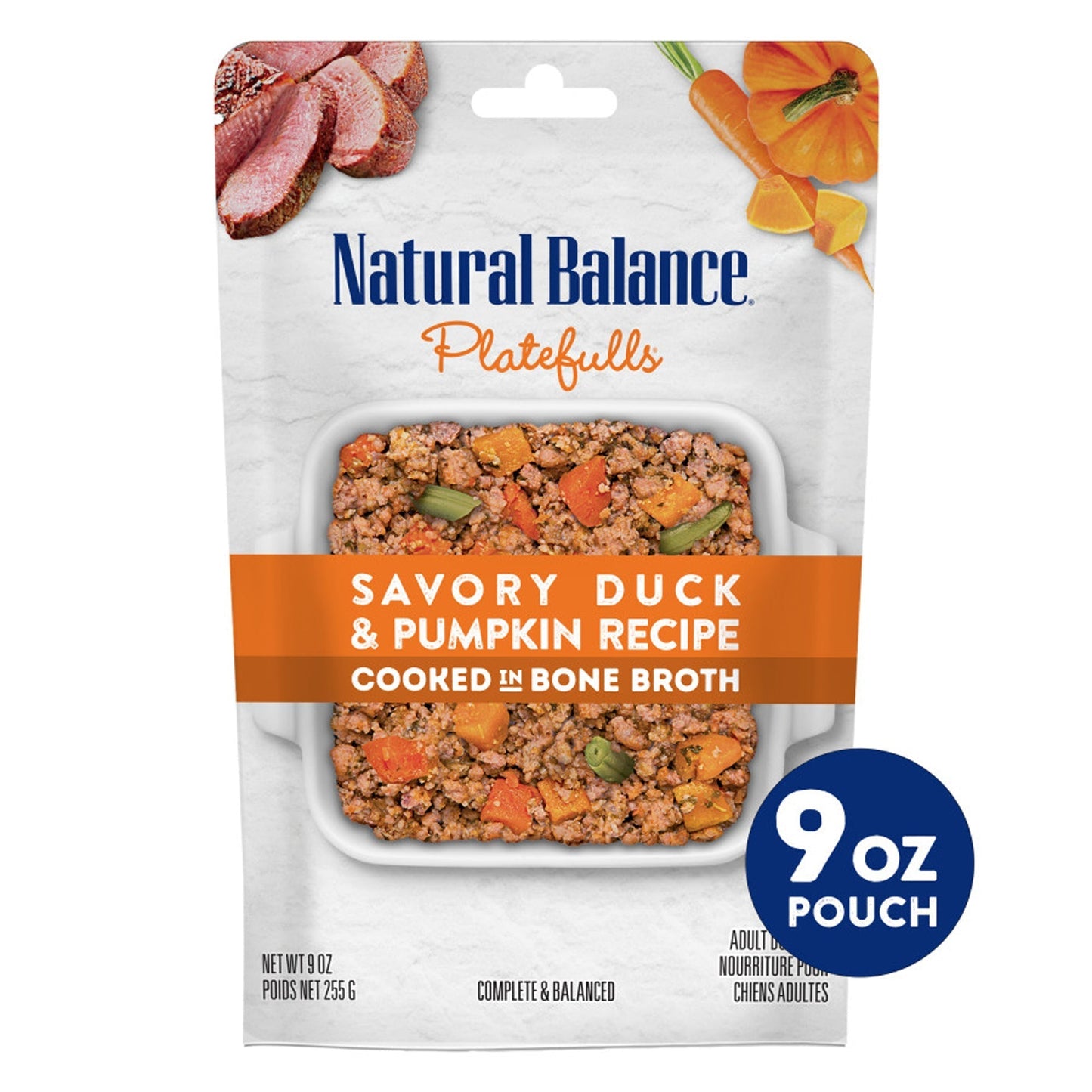 Natural Balance Pet Foods Platefulls Wet Dog Food Savory Duck & Pumpkin Recipe 12ea/9 oz