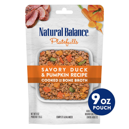 Natural Balance Pet Foods Platefulls Wet Dog Food Savory Duck & Pumpkin Recipe 12ea/9 oz