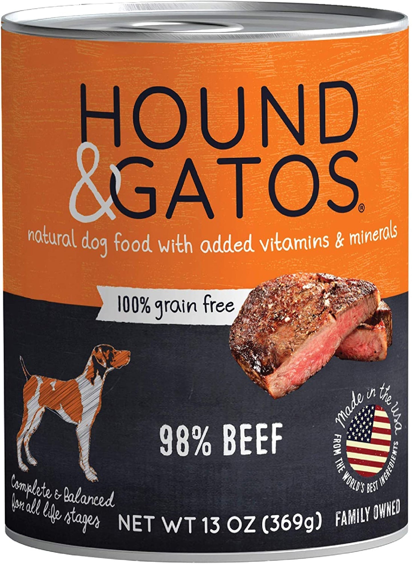 Hound And Gatos Dog Grain Free Beef 13oz, (Case Of 12)
