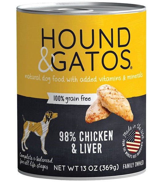 Hound And Gatos Dog Grain Free Chicken And Liver 13oz, (Case Of 12)