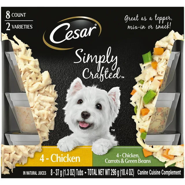 Cesar Simply Crafted Variety Pack Wet Dog Food Topper Adult, 1.3 Oz., Pack Of 8