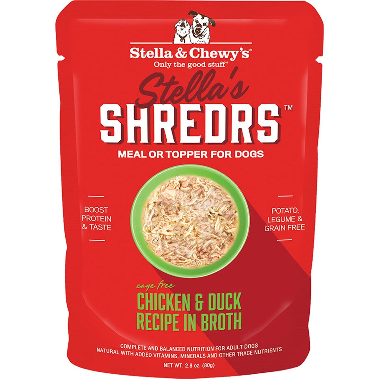 Stella and Chewys Dog Shredrs Chicken and Duck 2,8Oz,(Case Of 24)