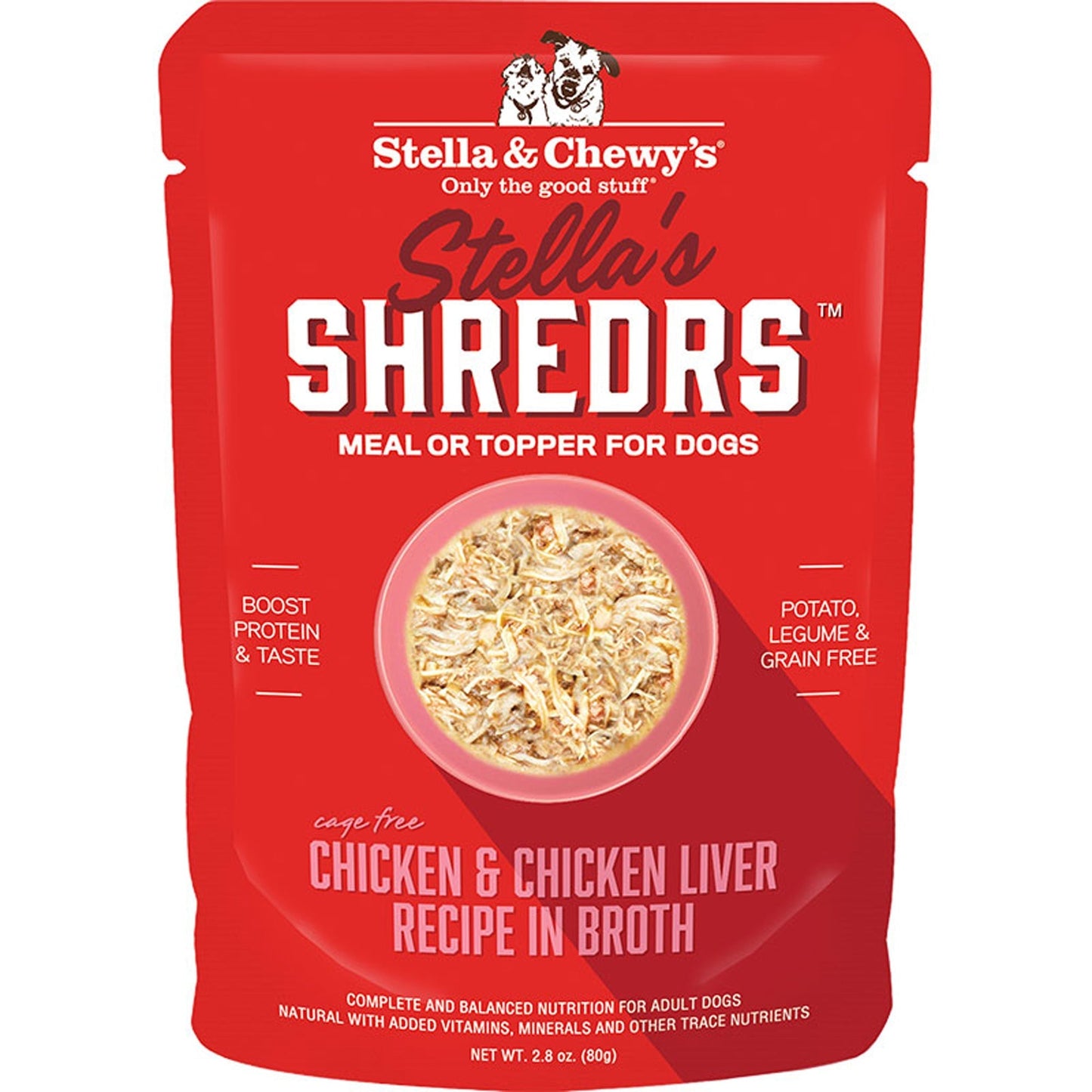 Stella And Chewys Dog Shredrs Chicken And Liver 2,8oz, (Case Of 24)