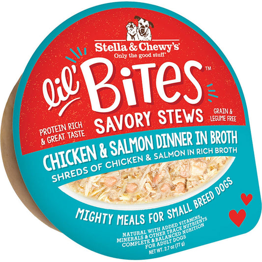 Stella and Chewys Dog Lil Bites Savory Stew Chicken and Salmon 2,7Oz, (Case Of 12)