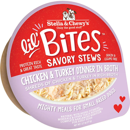 Stella and Chewys Dog Lil Bites Savory Stew Chicken and Turkey 2,7Oz, (Case Of 12)