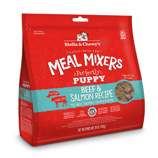 Stella & Chewys Dog Freeze-Dried Mixer Puppy Beef & Salmon 18oz,