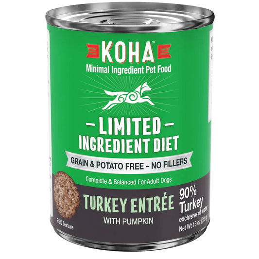 Koha Dog Limited Ingredient Grain Free 90% Turkey 13oz,(Case Of 12)
