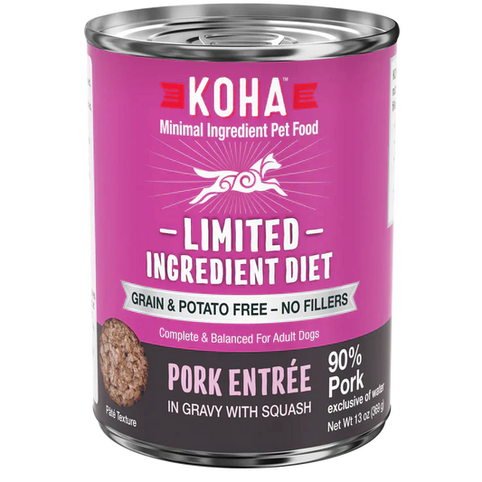 Koha Dog Limited Ingredient Grain Free 90% Pork 13oz, (Case Of 12)