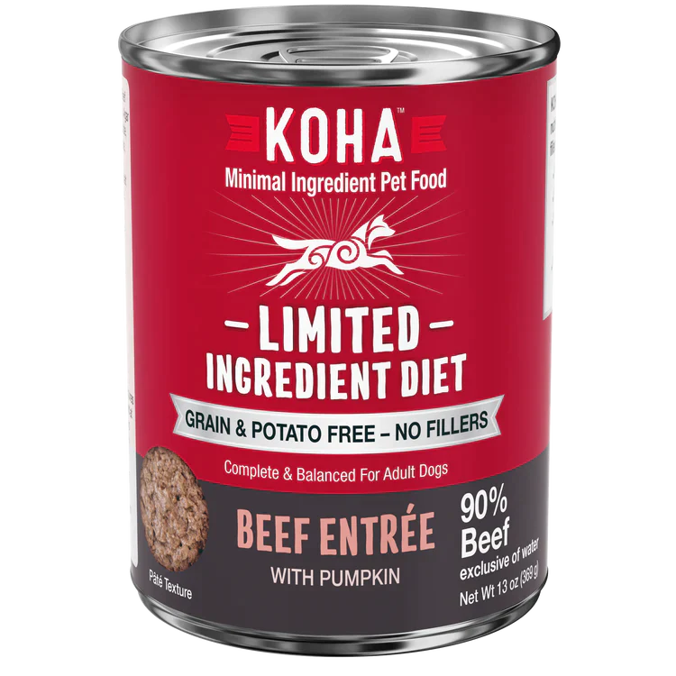 Koha Dog Limited Ingredient Grain Free 90% Beef 13oz,(Case Of 12)