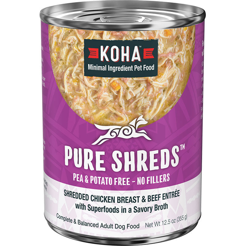 Koha Dog Grain Free Shredded Chicken And Beef 12,5oz,(Case Of 12)