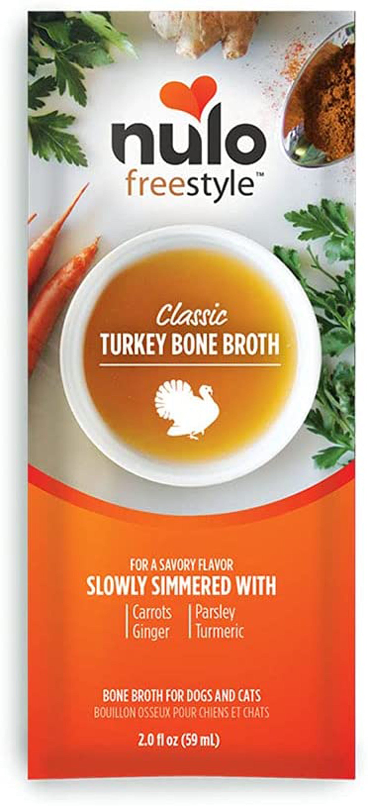 Nulo Freestyle Dog Food Topper Classic Turkey Bone Broth 24ea/2 oz