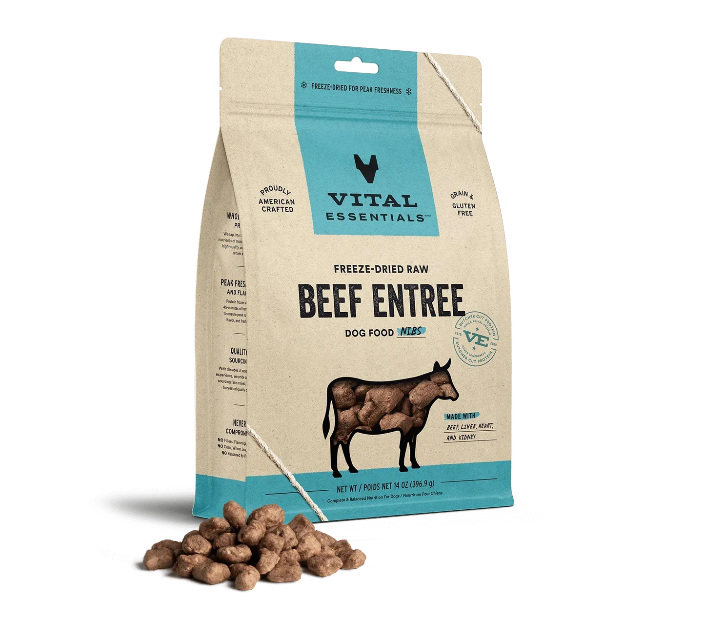 Vital Essentials Dog Freeze-Dried Nibs Beef 14oz,