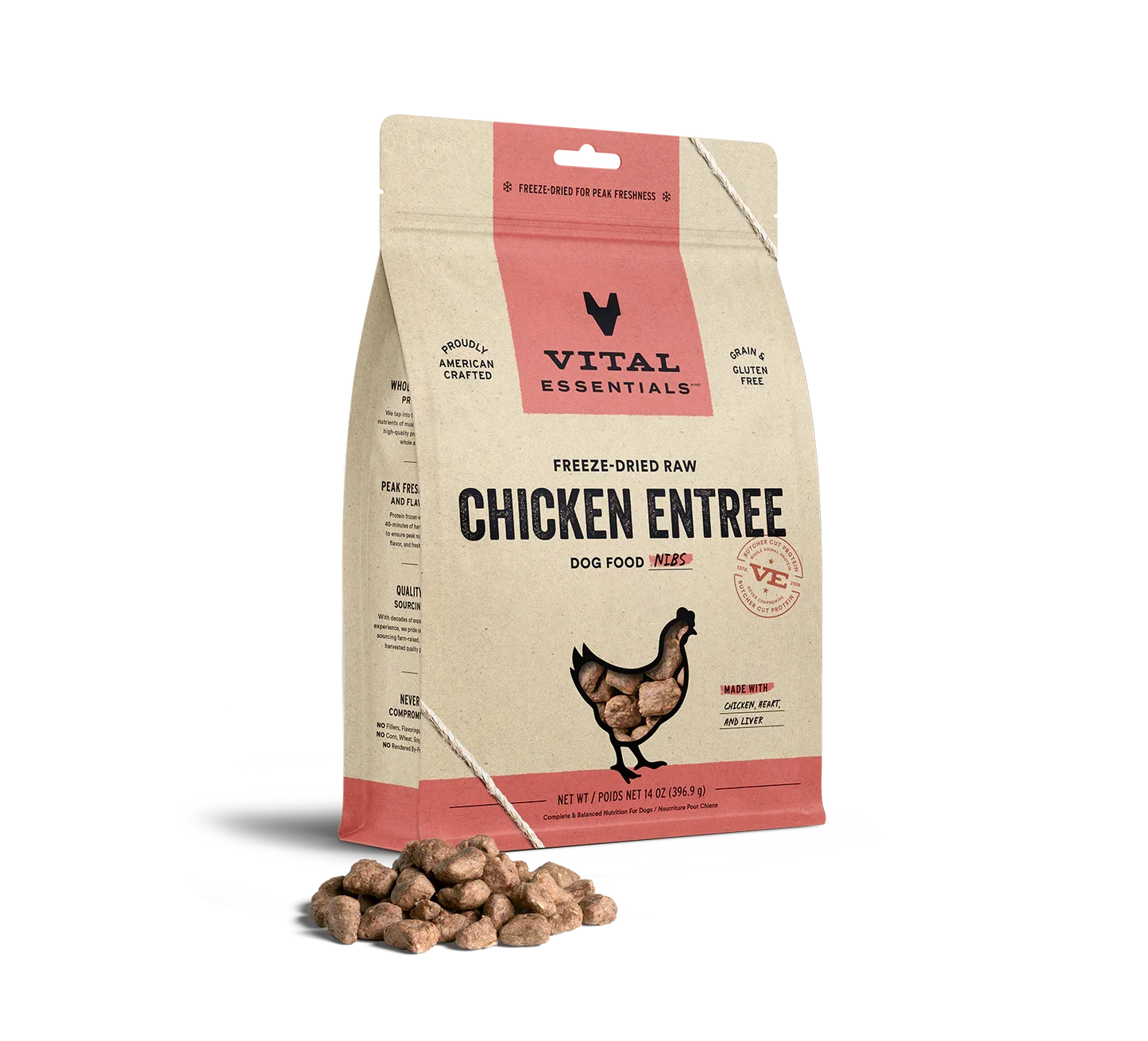 Vital Essentials Dog Freeze-Dried Nibs Chicken 14oz,