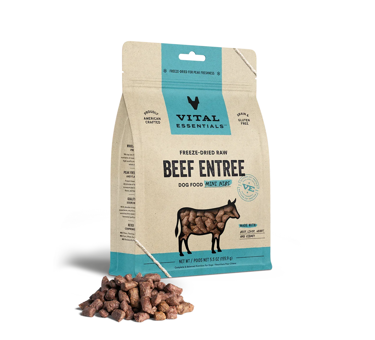 Vital Essentials Dog Freeze-Dried Mini Nibs Beef 5,5oz,