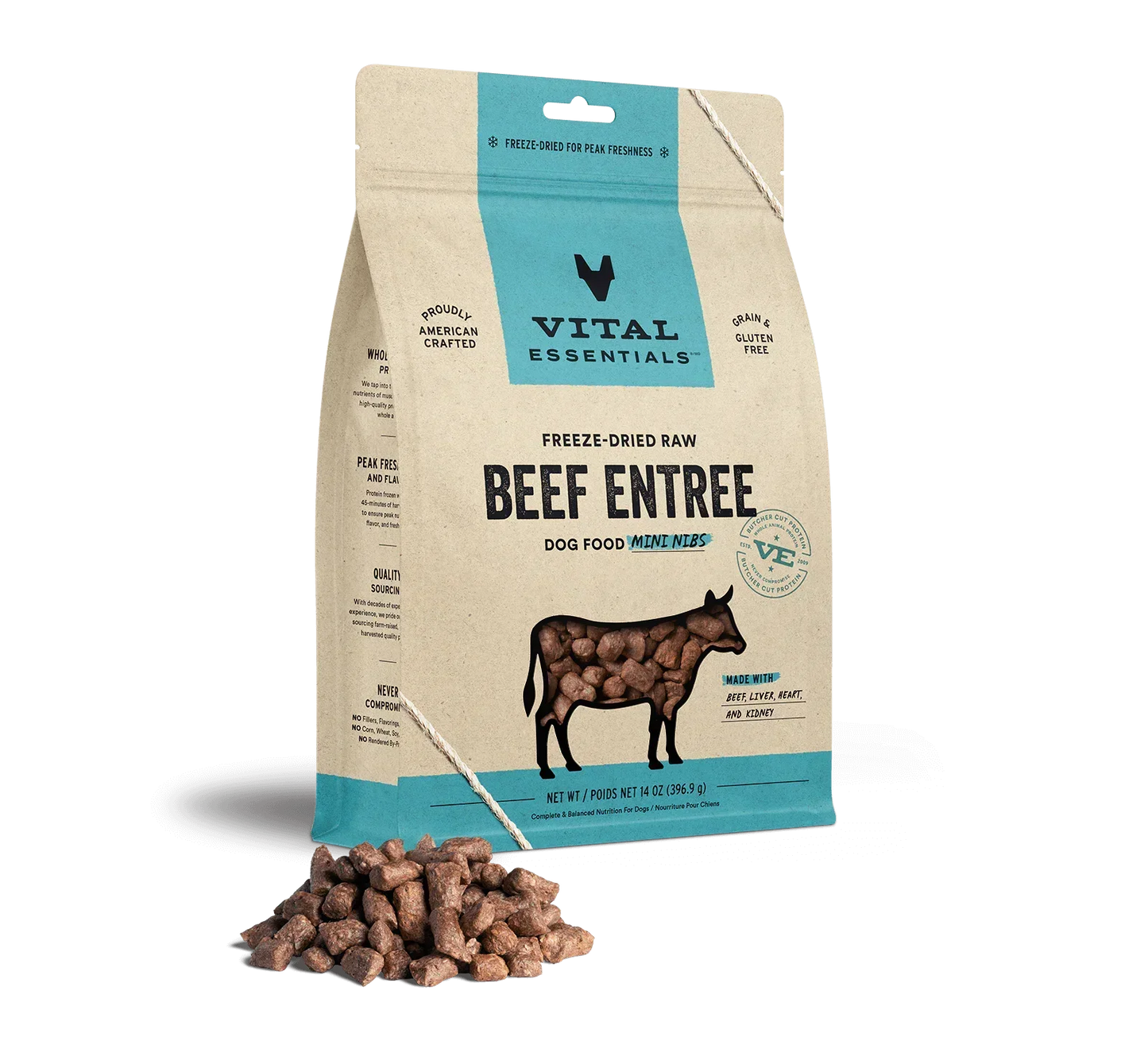 Vital Essentials Dog Freeze-Dried Mini Nibs Beef 14oz,