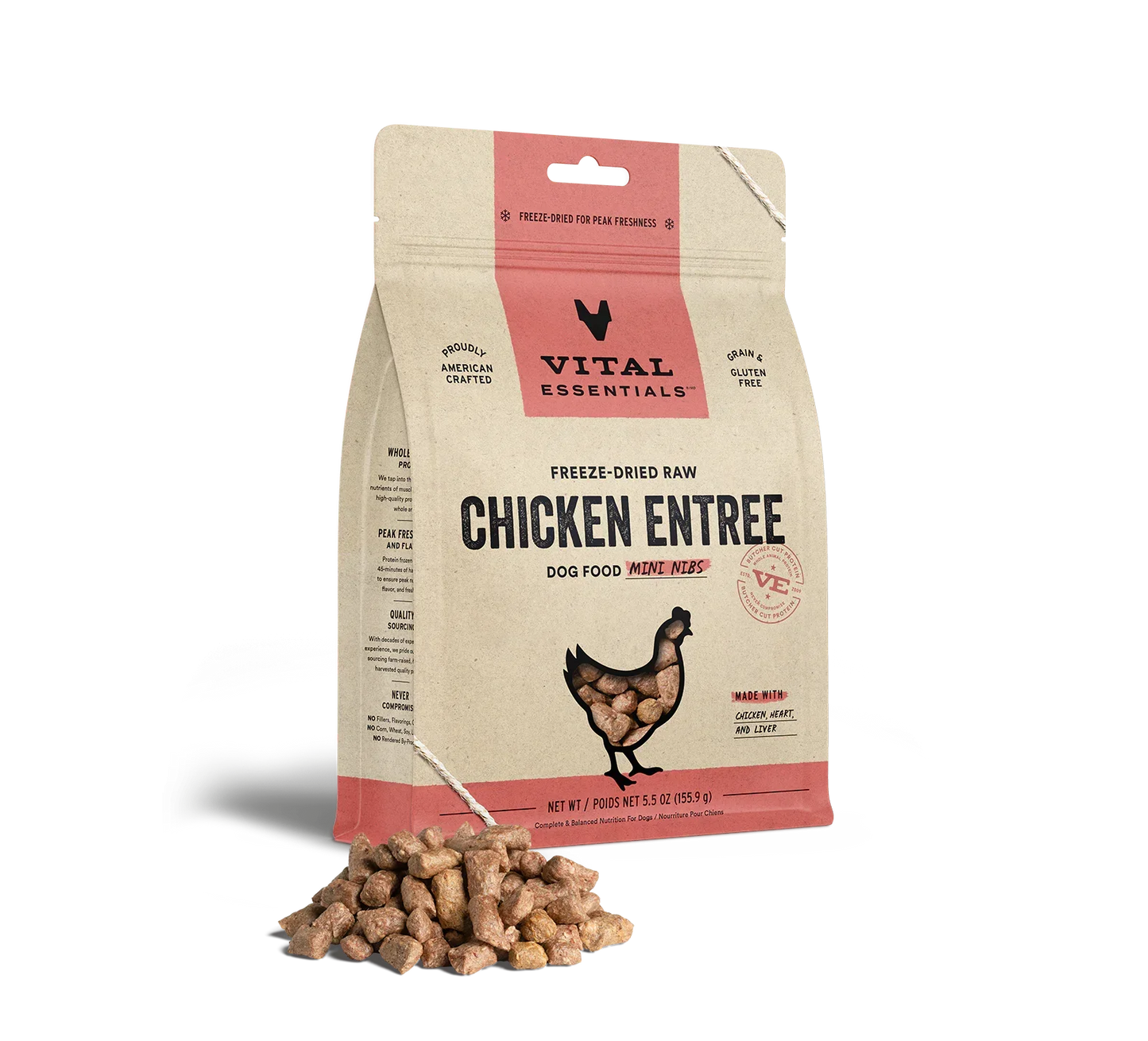 Vital Essentials Dog Freeze-Dried Mini Nibs Chicken 5,5oz,