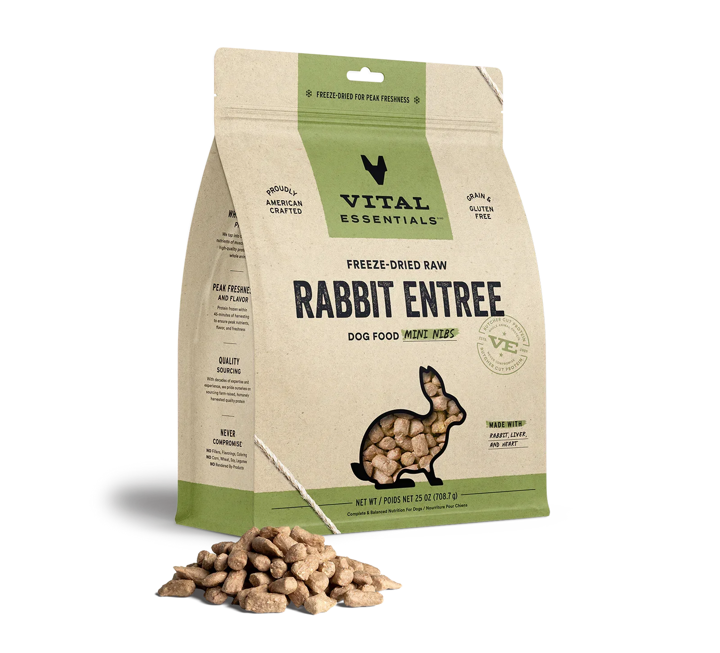 Vital Essentials Dog Freeze-Dried Mini Nibs Rabbit 25oz,