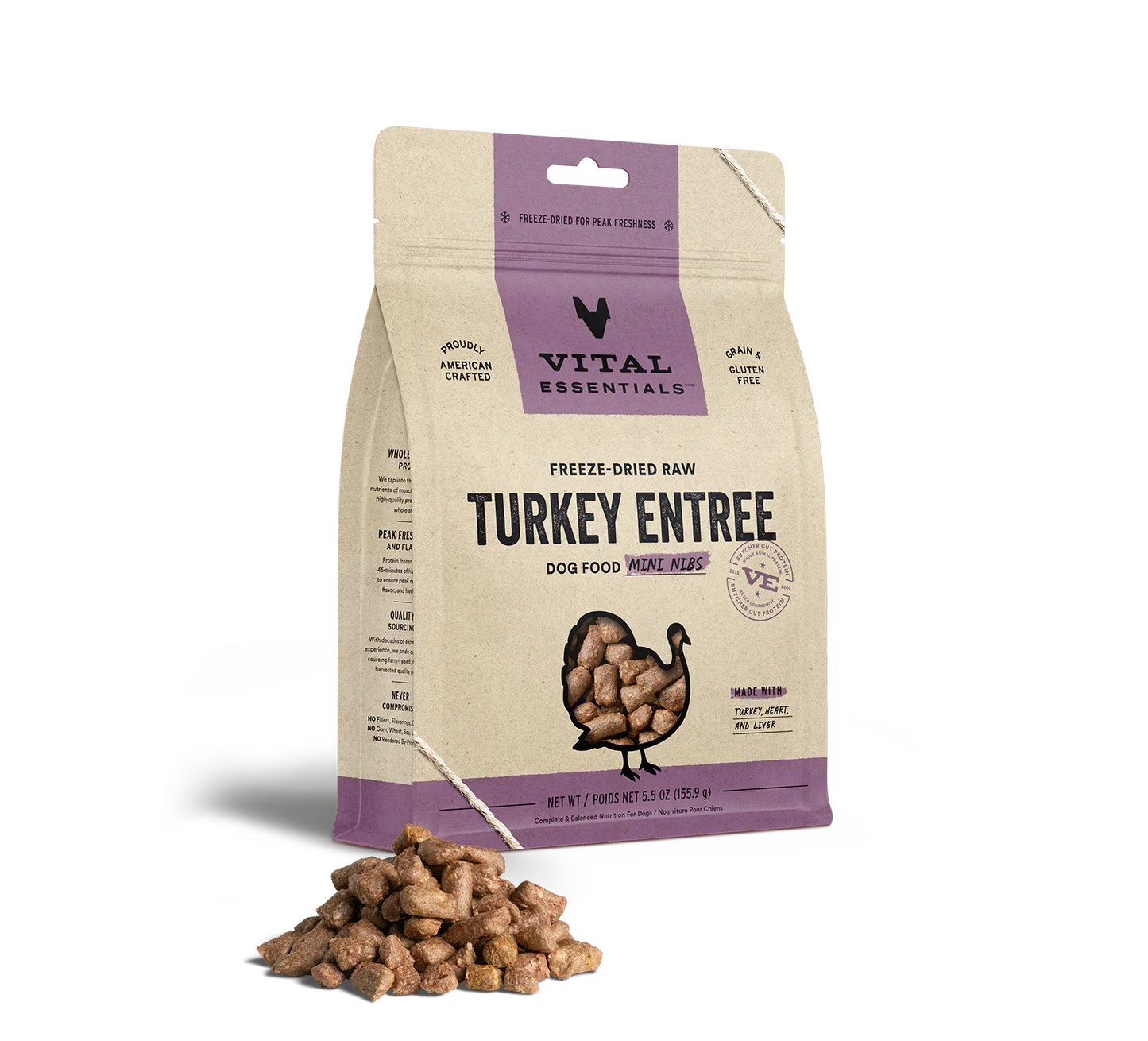 Vital Essentials Dog Freeze-Dried Mini Nibs Turkey 5,5oz,