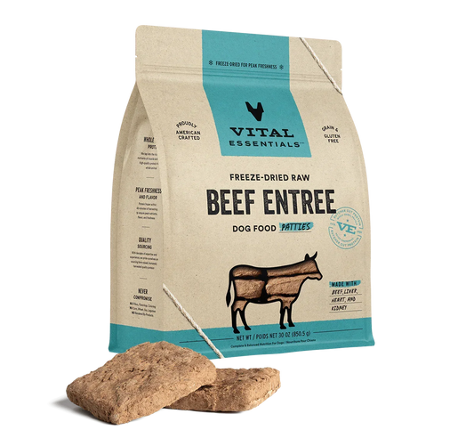 Vital Essentials Dog Freeze Dried Patties Beef 30oz,