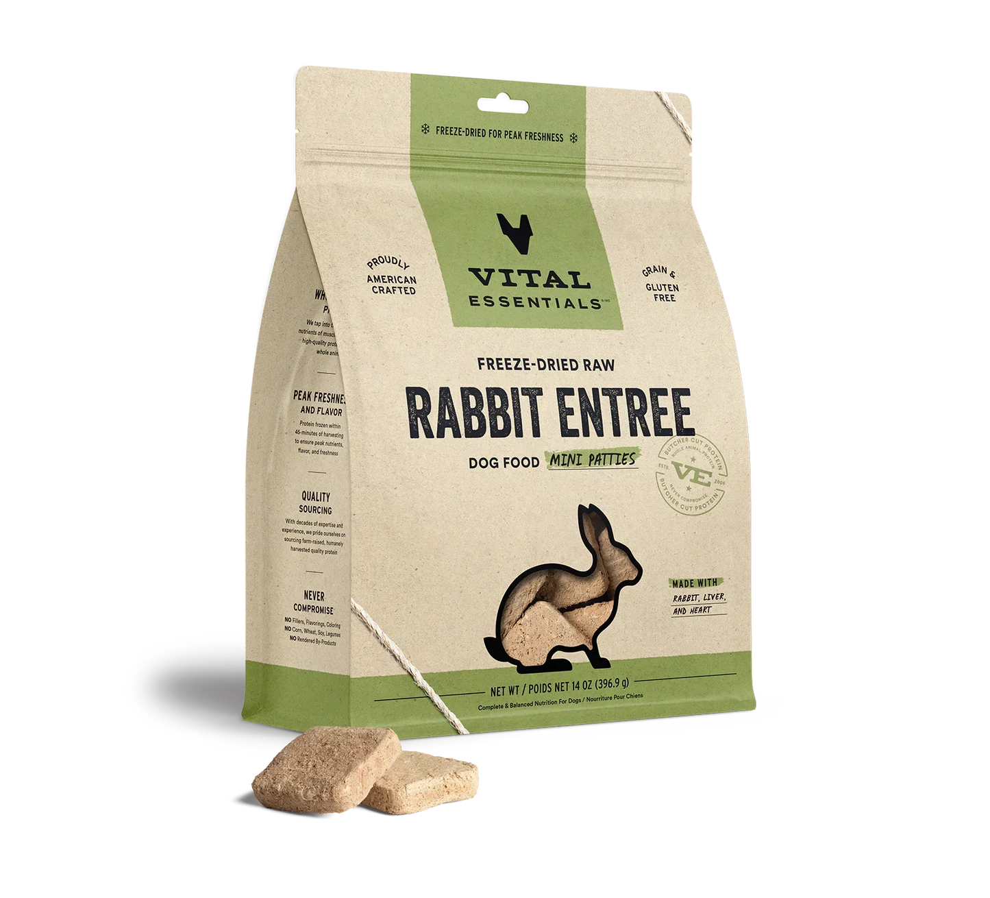 Vital Essentials Dog Freeze-Dried Mini Patties Rabbit 14oz,