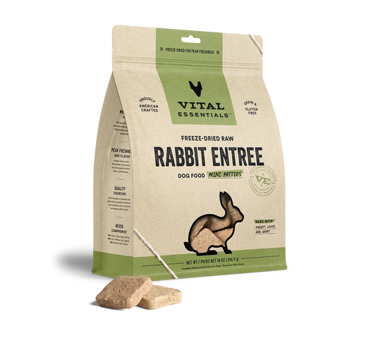 Vital Essentials Dog Freeze-Dried Mini Patties Rabbit 14oz,