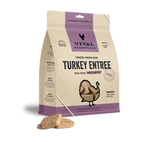 Vital Essentials Dog Freeze-Dried Mini Patties Turkey 14oz,