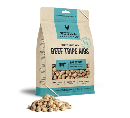 Vital Essentials Dog Freeze Dried Nibs Beef Tripe 14oz,