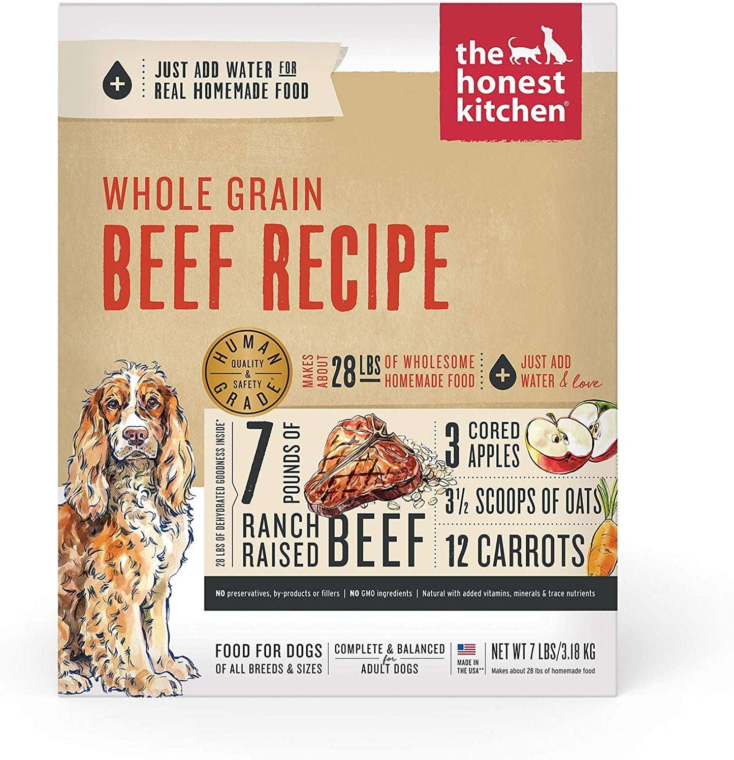 Honest Kitchen Dog Whole Grain Beef 7Lbs, Box,