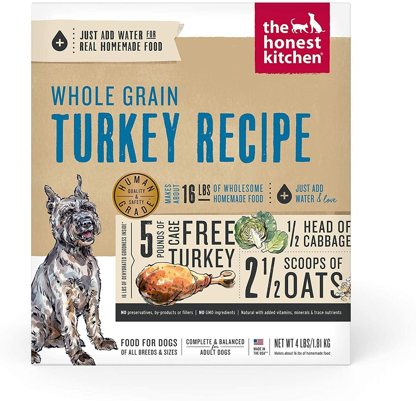 Honest Kitchen Dog Gourmet Grains Turkey And Whitefish 4Lbs, Box
