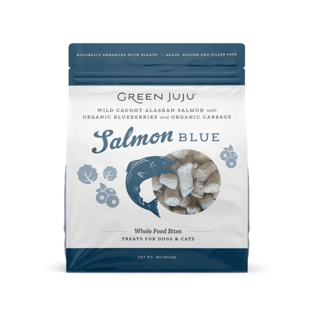 Green Juju Dog Freeze Dried Topper Salmon Blue 18oz,