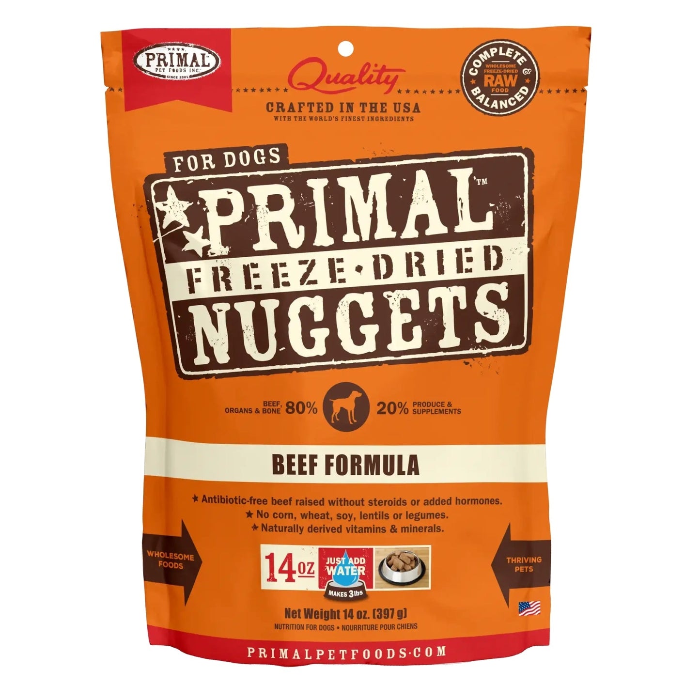 Primal Pet Foods Freeze Dried Dog Food 5,5oz,- Beef