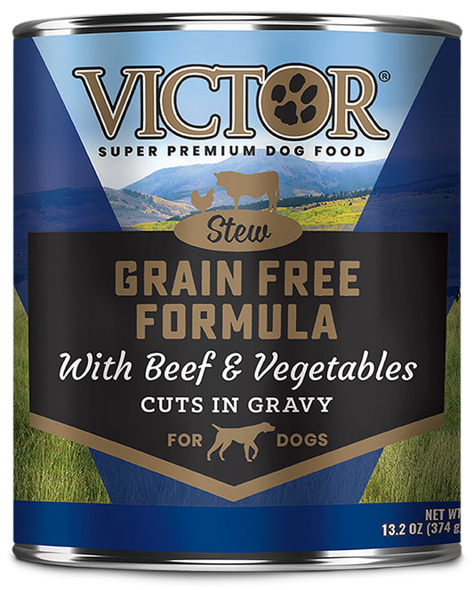Victor Super Premium Dog Food Grain Free Wet Dog Food Beef & Vegetable in gravy 12ea/13,2 oz