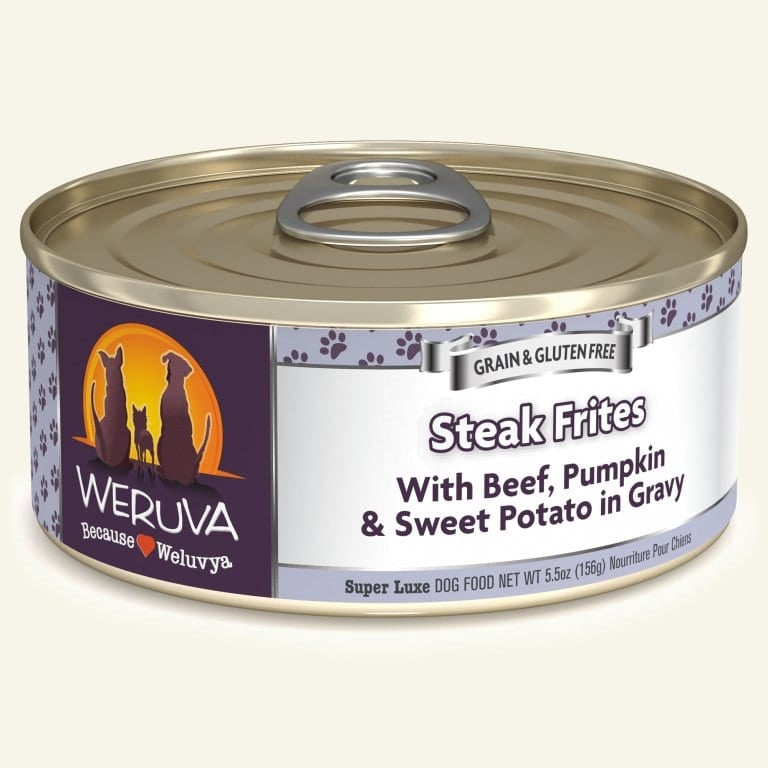 Weruva Dog Steak Frites With Beef; Pumpkin And Sweet Potato In Gravy 5,5oz, Case Of 24