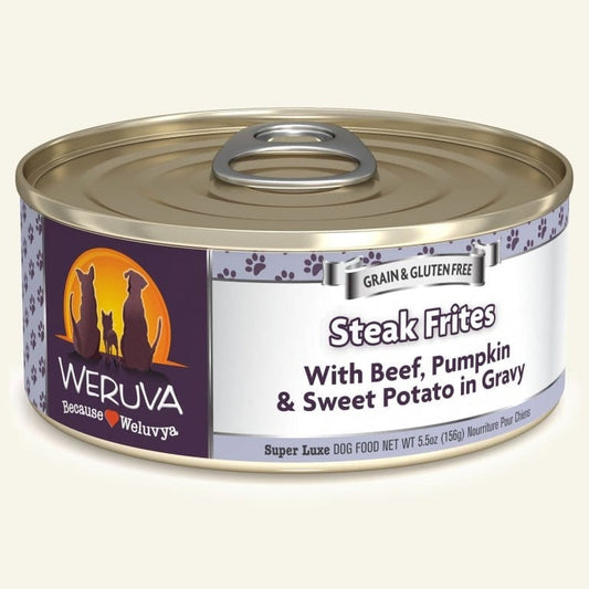 Weruva Dog Steak Frites With Beef; Pumpkin And Sweet Potato In Gravy 5,5oz, Case Of 24