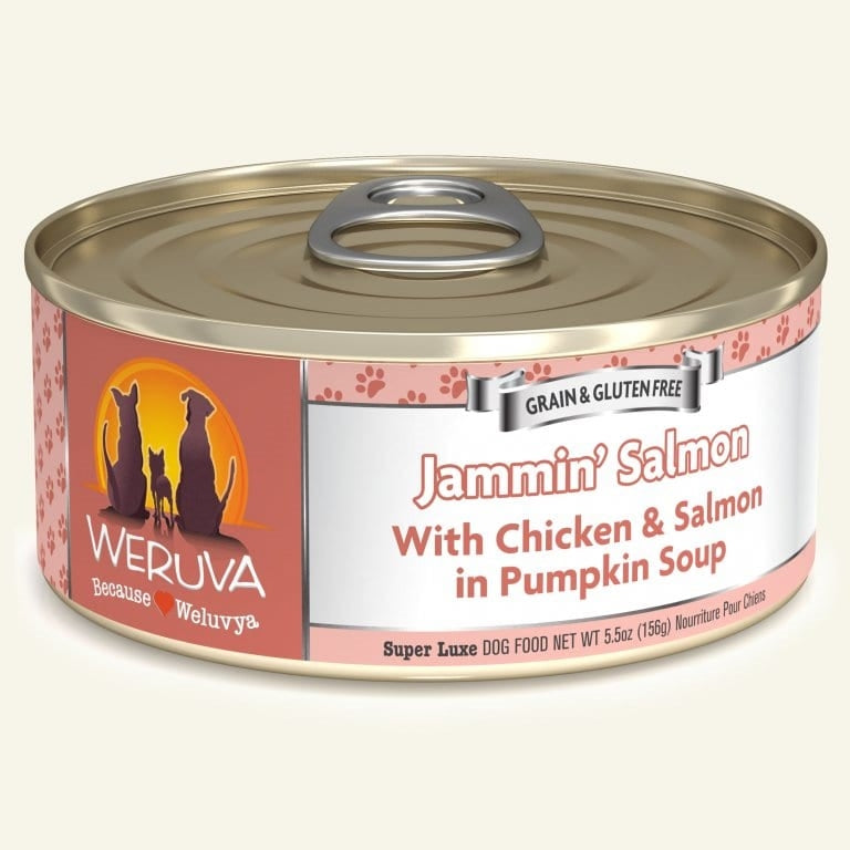 Weruva Dog Jammin Salmon With Chicken And Salmon In Pumpkin Soup 5,5oz, Case Of 24
