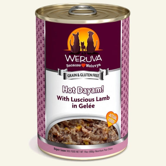 Weruva Dog Hot Dayam! with Luscious Lamb in Gele 14oz, Case Of 12