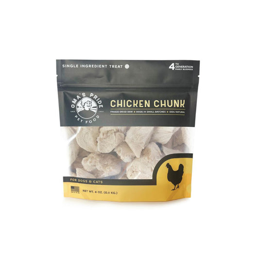 Omas Pride Dog Cat Freeze Dried Chicken Breast Chunks 4oz,