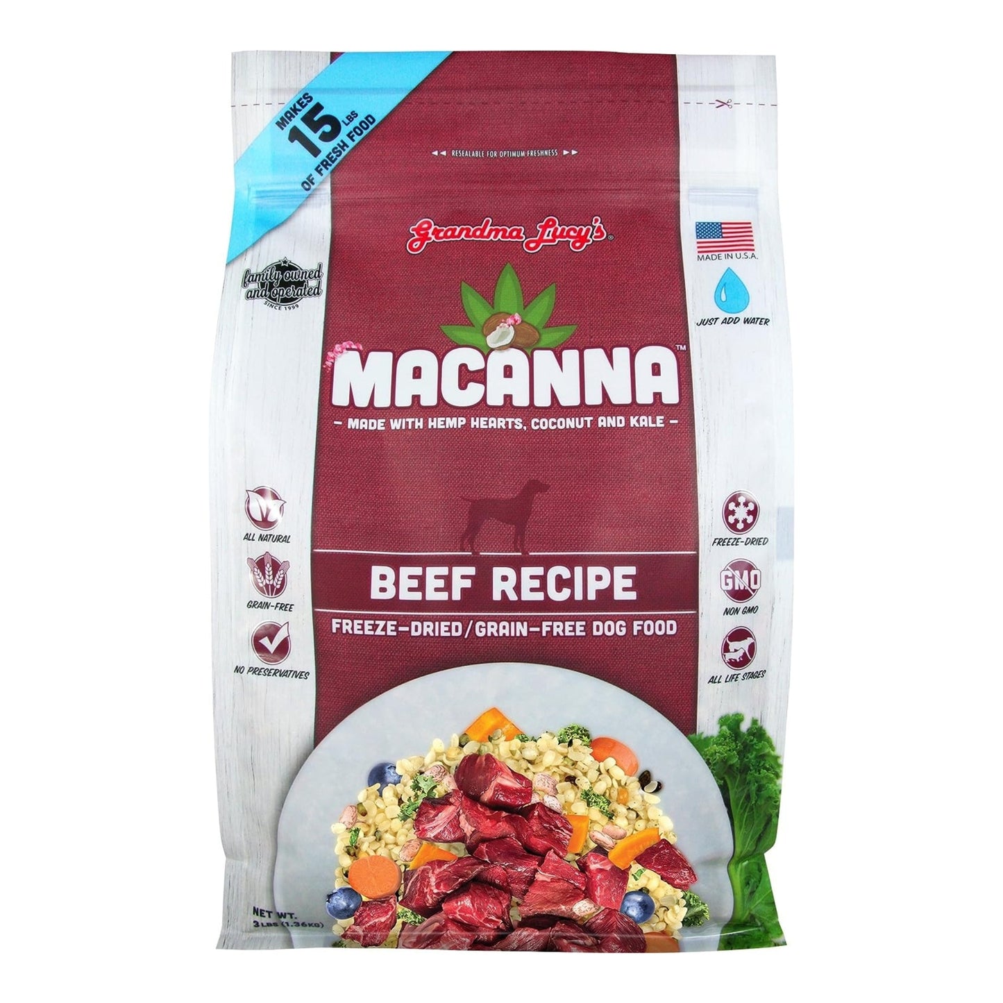 Grandma Lucys Dog Macanna Ana Grain Free Free Beef 3 Lbs,