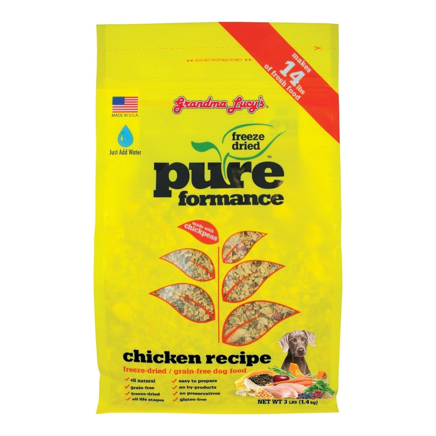 Grandma Lucys Dog Pure Grain Free Chicken Chickpea 3 Lbs,